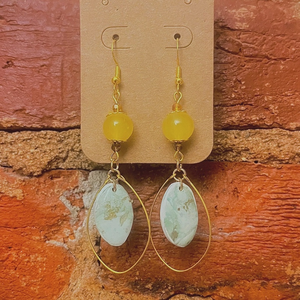 Gold and Yellow Drop Earrings with Simple Elegance